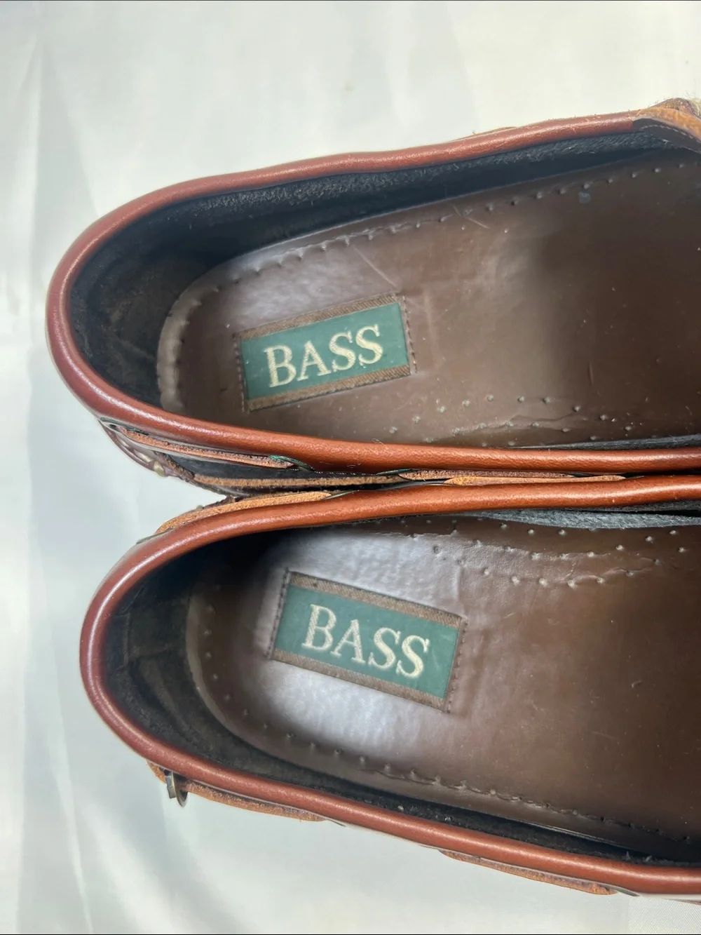 Bass Men's Chestnut & Black Leather Penny Loafers